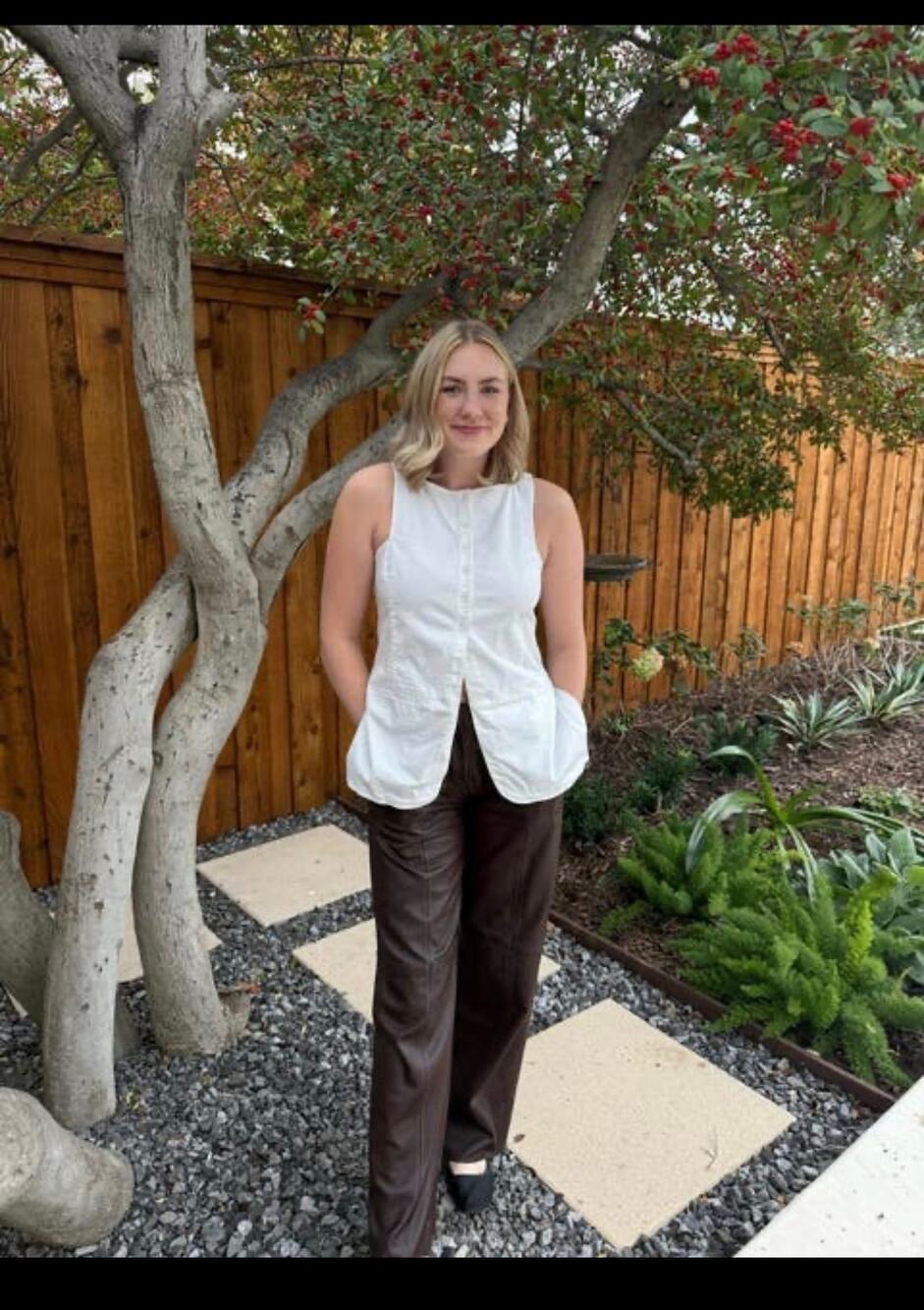 VEDA Brown 100% Leather Wide-Leg Pants Trousers size 4